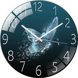 Glass Wall Clock Modern Design Landscape Light Luxury Colorful Art Reloj Pared Decorativo Clocks Living Room Bedroom Home Decor