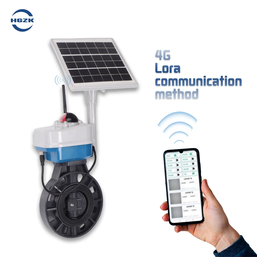 Solar energy intelligent electric ball valve butterfly valve three-way mobilephone wireless control agricultural irrigation
