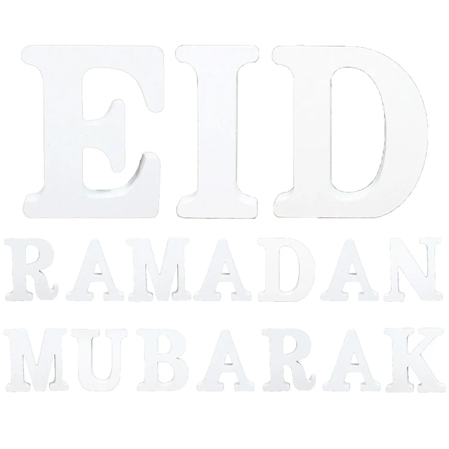 10cm White Ramadan Wooden Alphabets Muslim Eid Party Table Decoration Eid Mubarak Wood Letter Signs