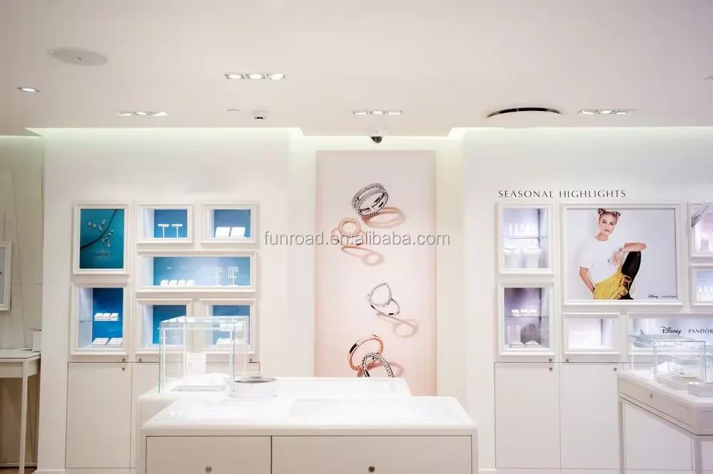 Jewellery Shop Furniture Design Luxury Wooden Glass jewel Display Cabinet And Showcase For Jewelry Store Decoration