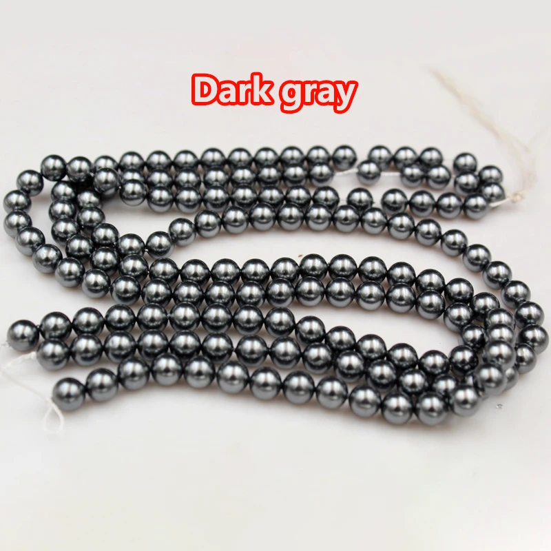 4-12mm Classic Round Natural Seashell Pearls, Dark Gray and Light Gray Beads DIY Sweater Necklace Beading Accessories