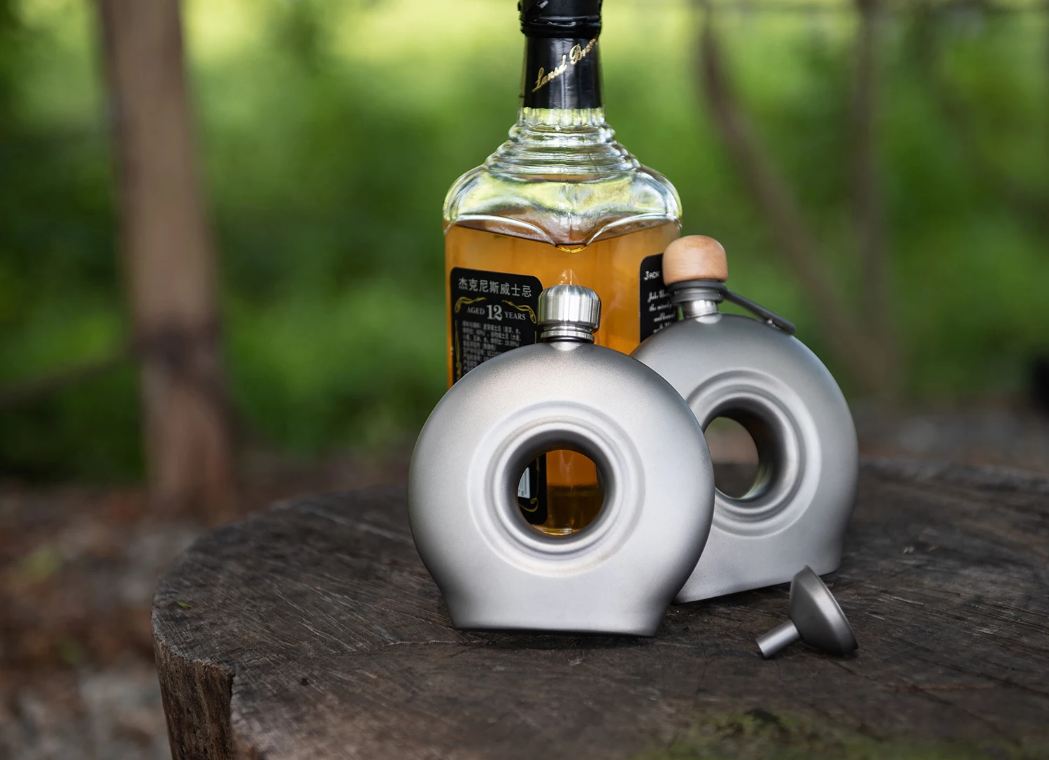 Outdoor camping titanium hip flask 6oz 180ml wine bottle liquor ultralight titanium flask