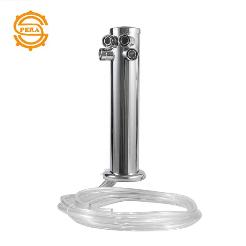 4  Faucet Stainless Steel Draft Beer Tower, 3-Inches Column