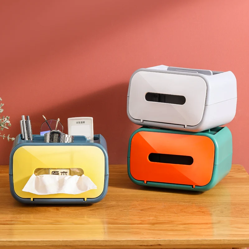 Household Dust-Proof Magnetic Suction Plastic Tissue Box Carton Desktop Seal Wet Tissue Storage Box