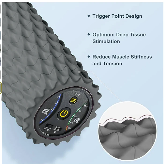 Wholesale yoga sport gym vibrating foam roller long set orange muscle peanut silicone rubber massage ball set