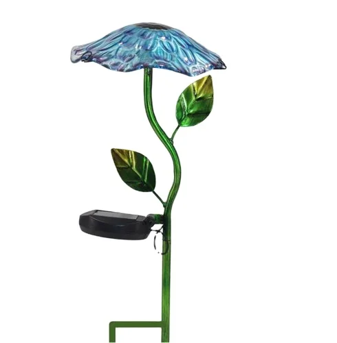 Garden stake solar led light yard stick light blue mushroom lawn decoration