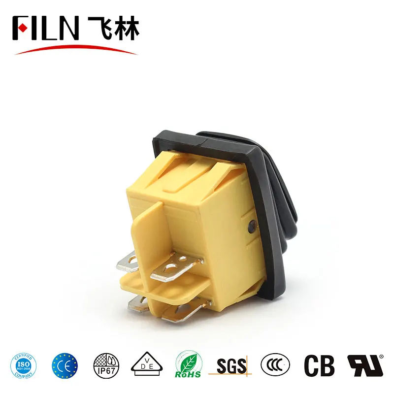 FILN waterproof 22*30mm ON-OFF 2 positions 4 pins  rocker switch 30A/12V T85 with black painting surface