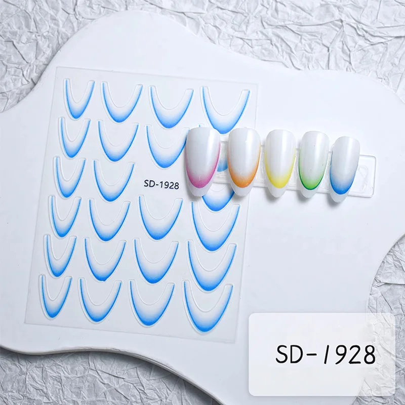 Wholesale 6 Colors Smile Clear French Nail UV Stickers Nail French Gradient Stickers