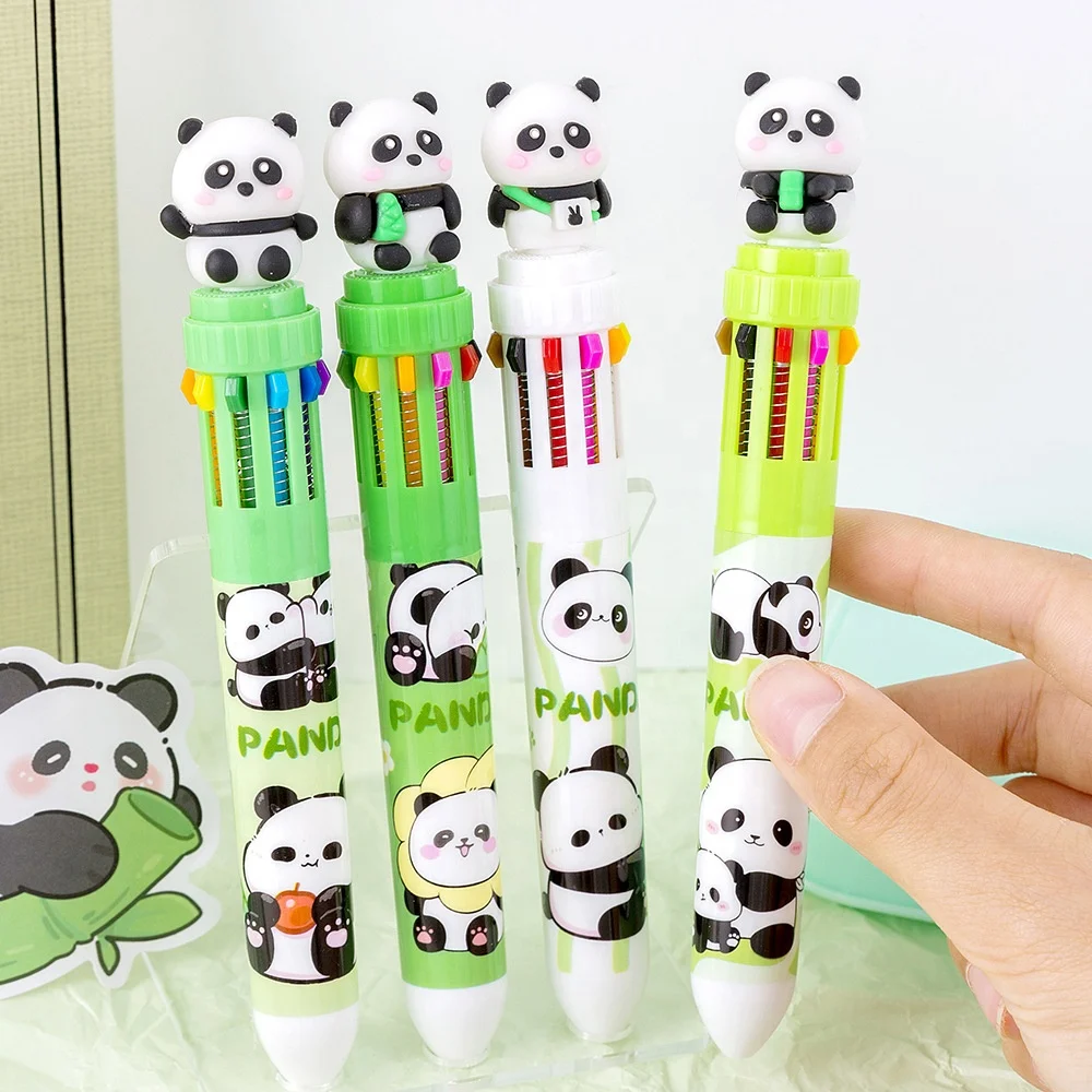 Promotional school gifts kids cartoon cute10 color ballpoint pens panda