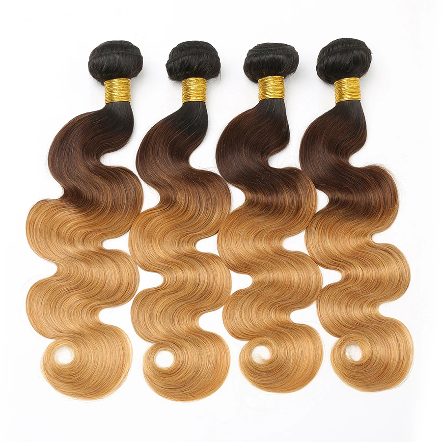 Wholesale Ombre Hair Bundles Body Wave T1B/4/27 30 613# Brazilian Hair Weave Bundles 3 Tone Blonde Human Hair Bundles