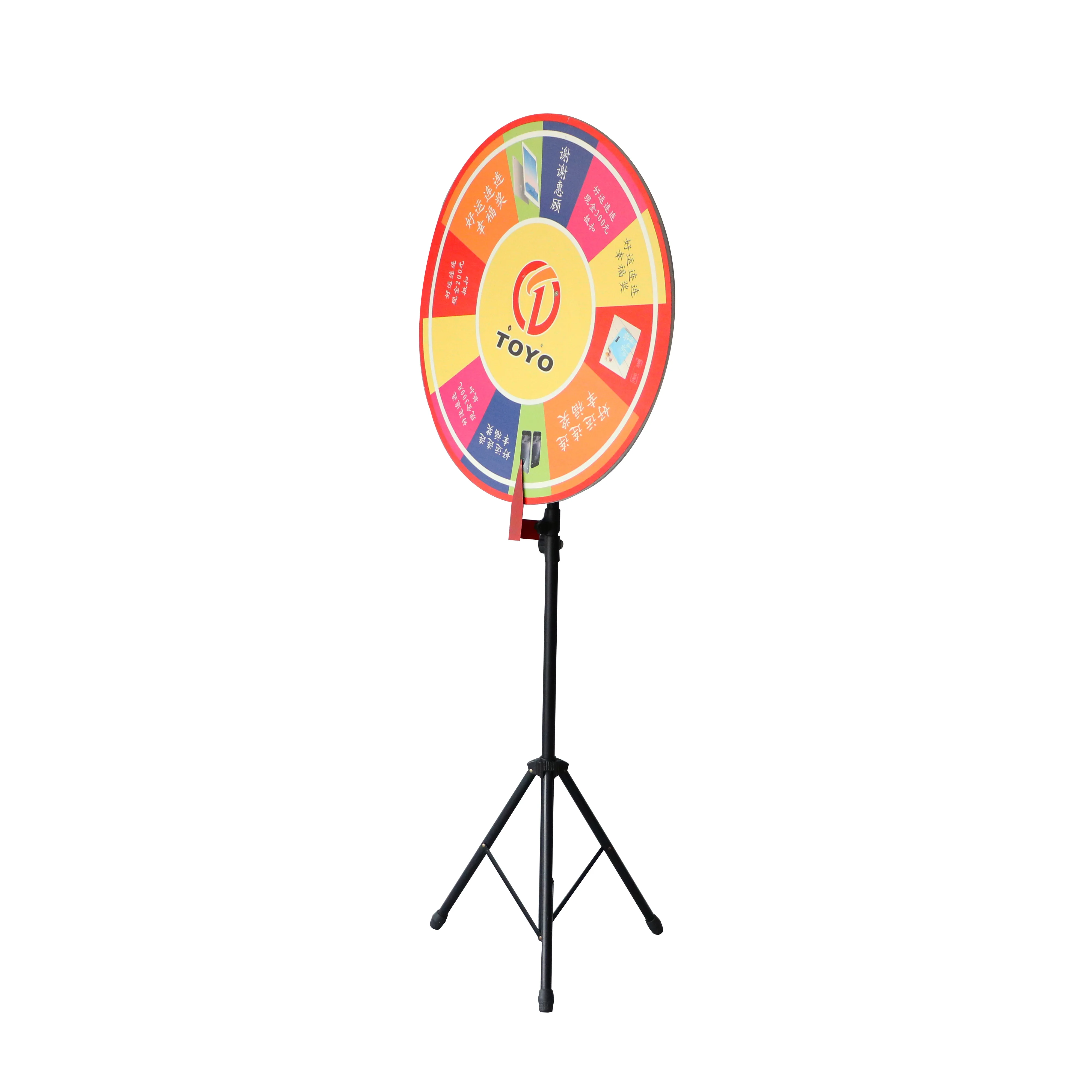 Prize Wheel with Folding Tripod Floor Stand Height Adjustable  for Trade Show and Spin Game