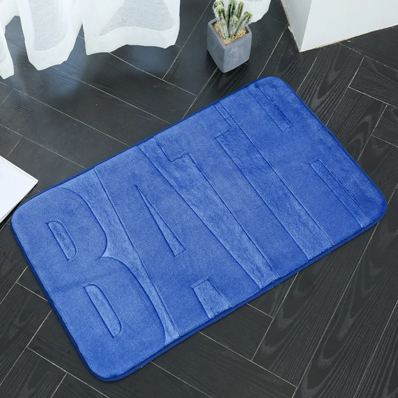 Синий абсорбирующий напольный коврик для ванной комнаты 75*45 см фланелевый утолщенный пенный ПВХ нескользящий подкладочный коврик для ванной