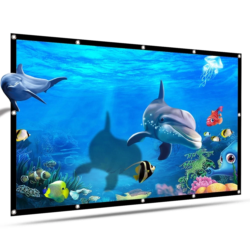 XJK 84/100/120/150 inch Portable HD Projector Screen 16:9 Projection Screen Foldable Thick Durable for Outdoor Home Theater