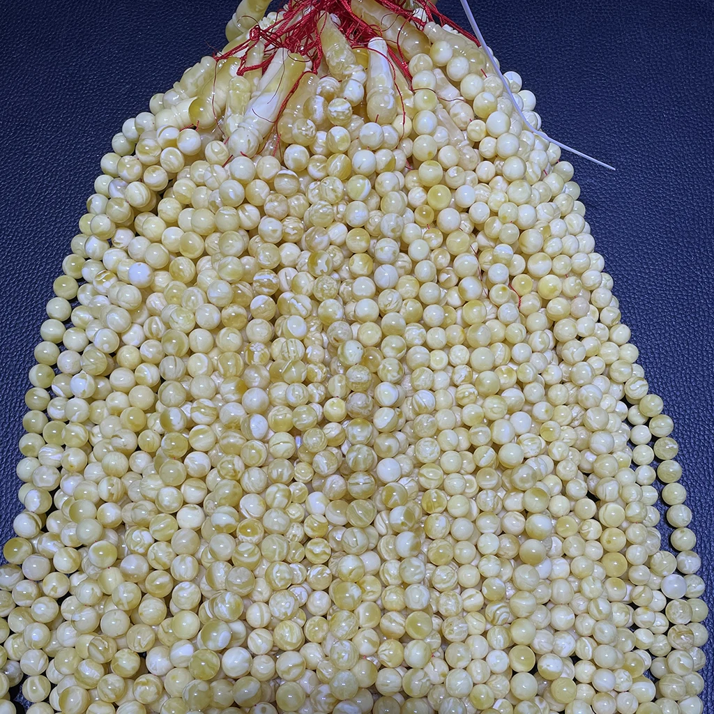 Natural amber jewelry Russian tiger skin Muslim rosary white 10-14mm perfect high quality