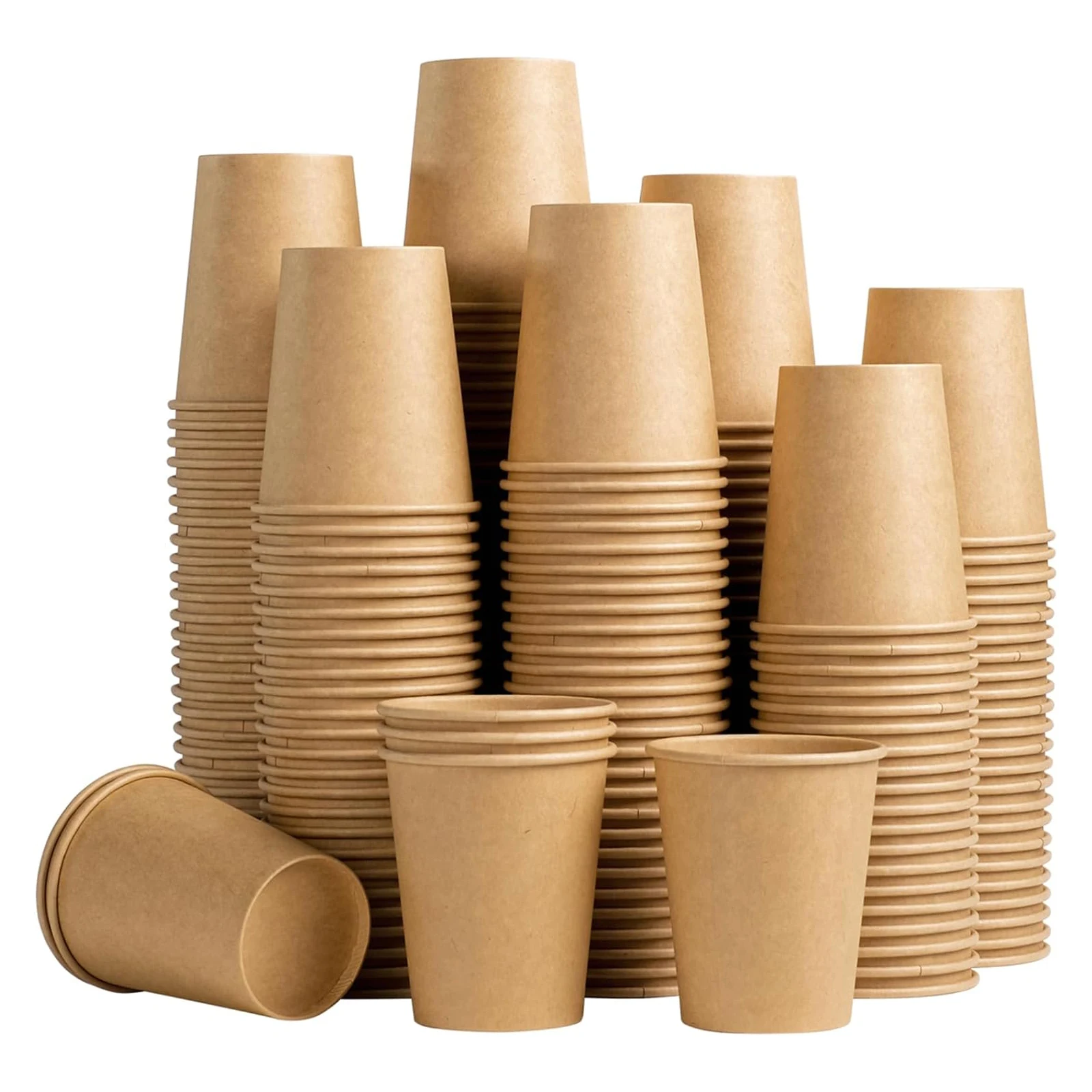 Custom Printing Paper Coffee Cups Disposable Kraft Paper Cups Brown Cups for Hot Cold Beverage Party Home Office