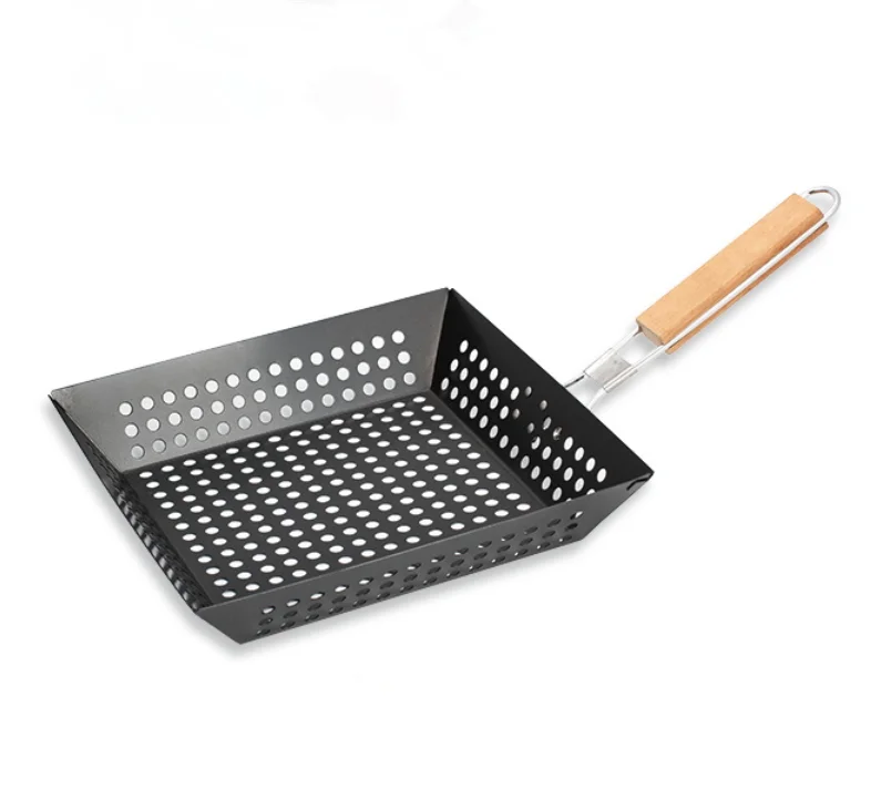 Foldable BBQ Skillet Grill Topper Grill Tray With Non-Stick Coating for Outdoor Roasting Skewers