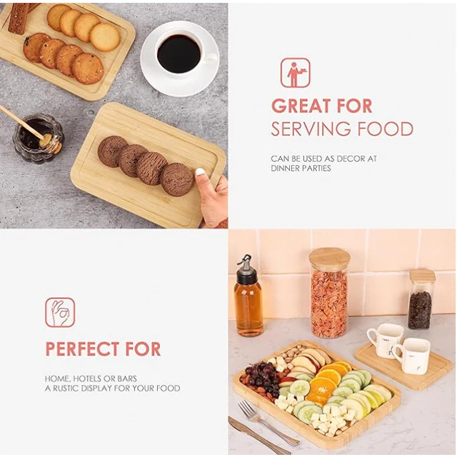 Customized 3PCS bamboo wooden tray wooden service trays best price