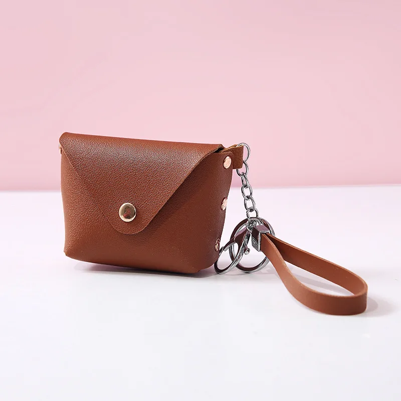 Multicolor Pu Leather Girls Buckle Small Coin Purse Fashion Mini Ladies Pocket Coin Purse Wristlet Wallet Keychain