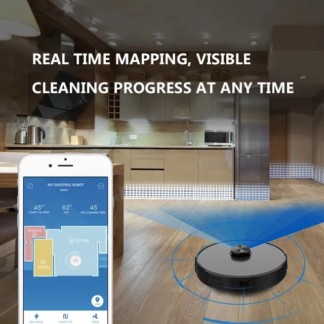 Wi-Fi, робот-пылесос 2000PA робот-пылесос с СПД навигации Smart бак для воды с автоматической зарядкой