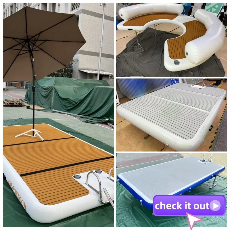 Leisure Land 422 Inflatable Water Swim Island Raft Jetski Platform inflatable floating dock Floats Platform with ladder jet ski floating dock