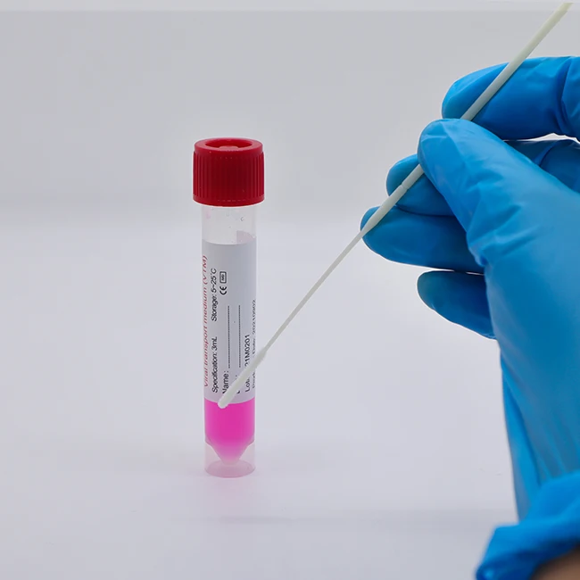 Bioteke Sterile Medical Dna Testing Oral Nasopharyngeal Sampling Transport Throat Oral collection swabs tube Nasal Nylon Tip Flo