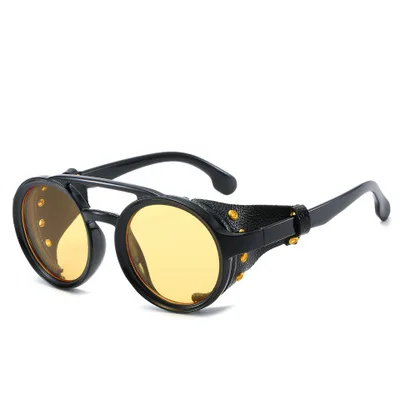 B1217 Women Men Round Steampunk Rivet Sunglass Retro Sun Glasses UV400 Eyewear Sunglasses