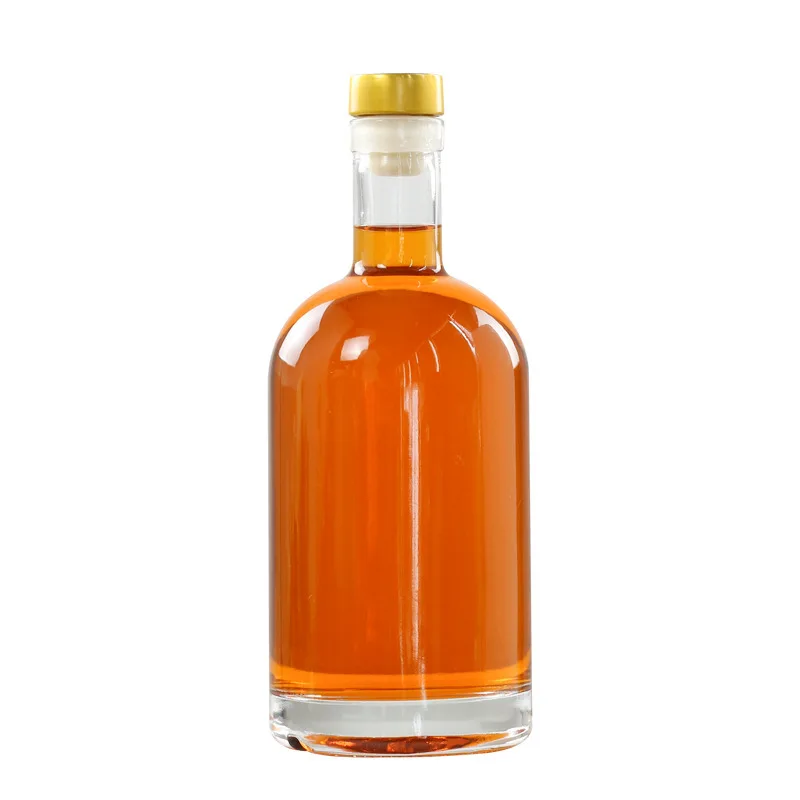 Необычная оптовая продажа прозрачных больших круглых пустых стеклянных бутылок водки для ликера 500 мл 750 мл поставщик с Пробковой Крышкой