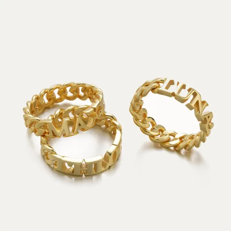 Kubanischer Link-Namensring aus14 Karat Gold Ein элегантный Ausdruck einzigartiger