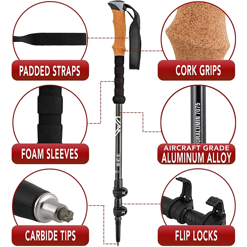 100% carbon nordic walking cane ski sticks man women bastones trekking poles hiking Ultralight 3 Sections for outdoor