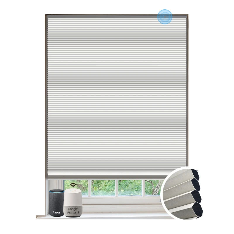 Deyi Smart blackout shading cordless lift heat noise insulation electrical motorized single cellular honeycomb blinds