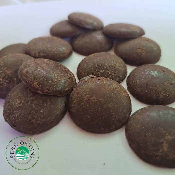 Excellent Quality 65% 70% Wholesale Cacao Cocoa Coins Organic Dark Chocolate Wafers With Sugar Cane From Peru