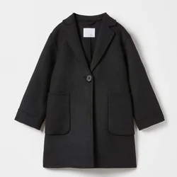 Hot Sale OEM Custom Kids Wool Blend Jacket Winter Long Warm Coat For Girls