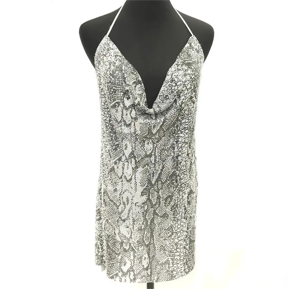 factory supply Wholesale Body Chain Jewelry Party Dress clubwear Sexy Metal Chain Dresses Aluminum metal mesh dress