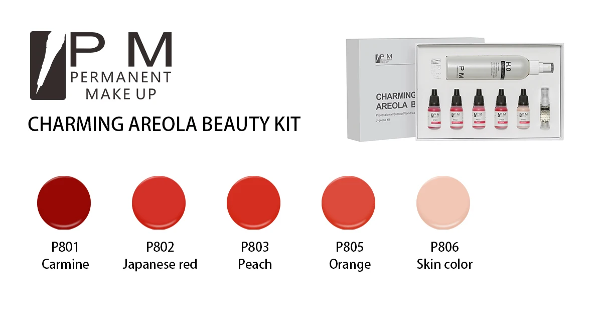 PMU Set Nipple Breast Ink Color Cosmetic Micropigmentation Permanent Makeup Areola Pigment Set Kit