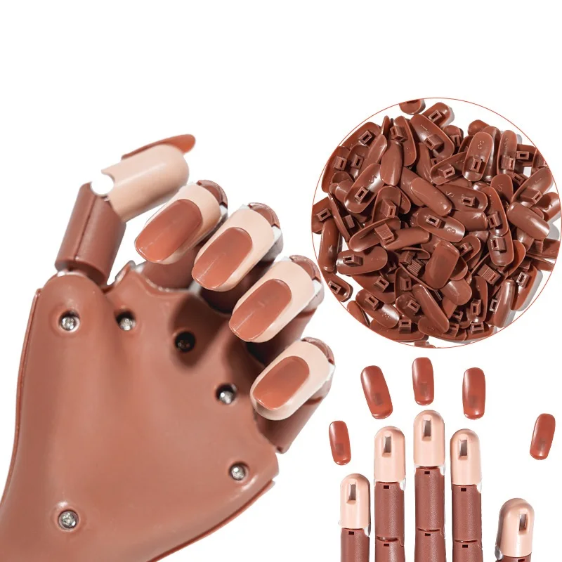 July Flexible Nail Art Practice Hand Bendable Nail Practice Hands Training kit with Tips Mannequin Hand for Nails