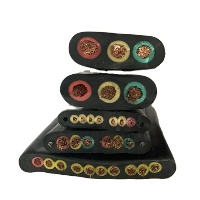 Oil/water Resistant Flat rubber 3/4 Core 2.5mmsq 4mmsq Electric flat cable Submersible Pump Cable electric wire
