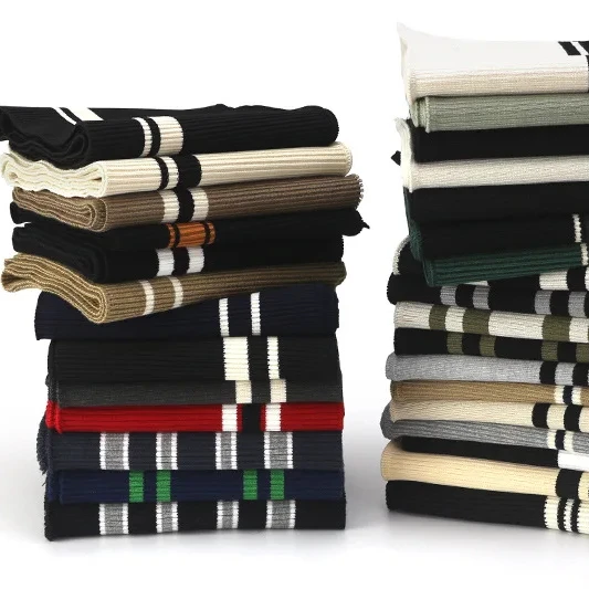 CVC Knit Rib Collar Fabric 2X2 65% Cotton 35% Polyester Neck Unis Ribbing Knitted Polo for Cuffs Hem