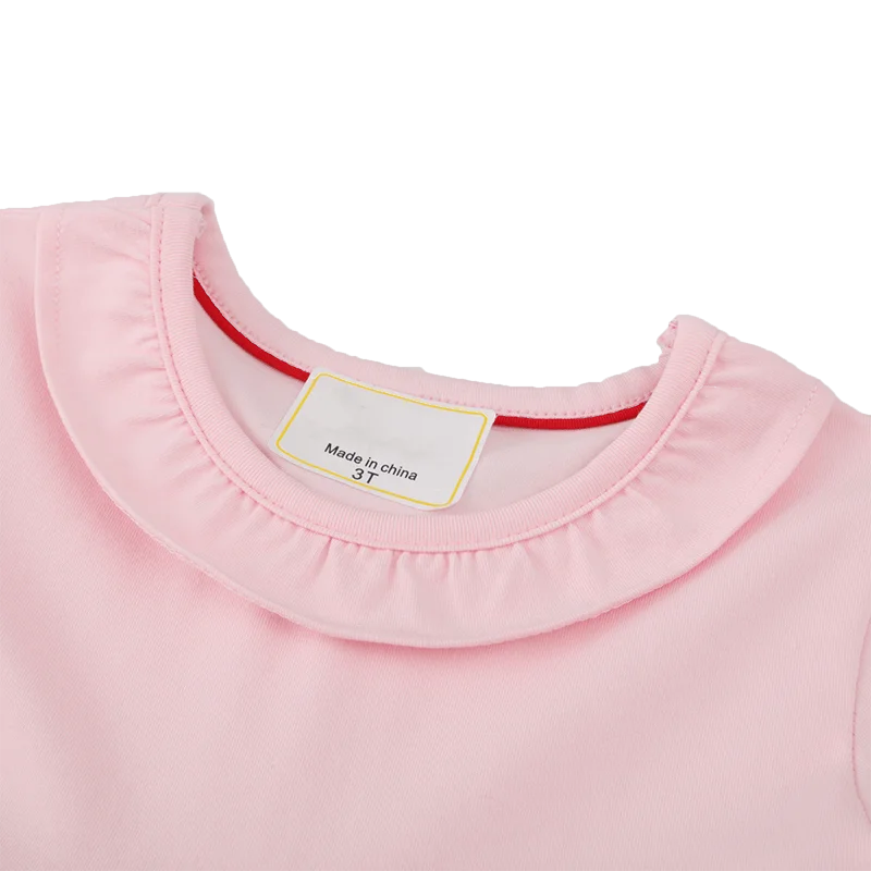 2022 Fashion Cute Korean Stylish Cotton 3D Flower Applique Baby Collar Pink Little Girls Clothes Dress For Kids Summer