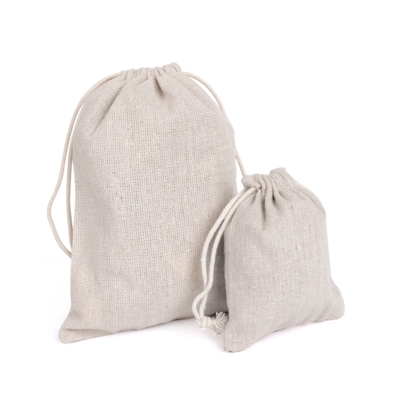 High quality cheap linen drawstring bag jewelry pouch linen bag for jewelry gift phone rice herb packaging and storage