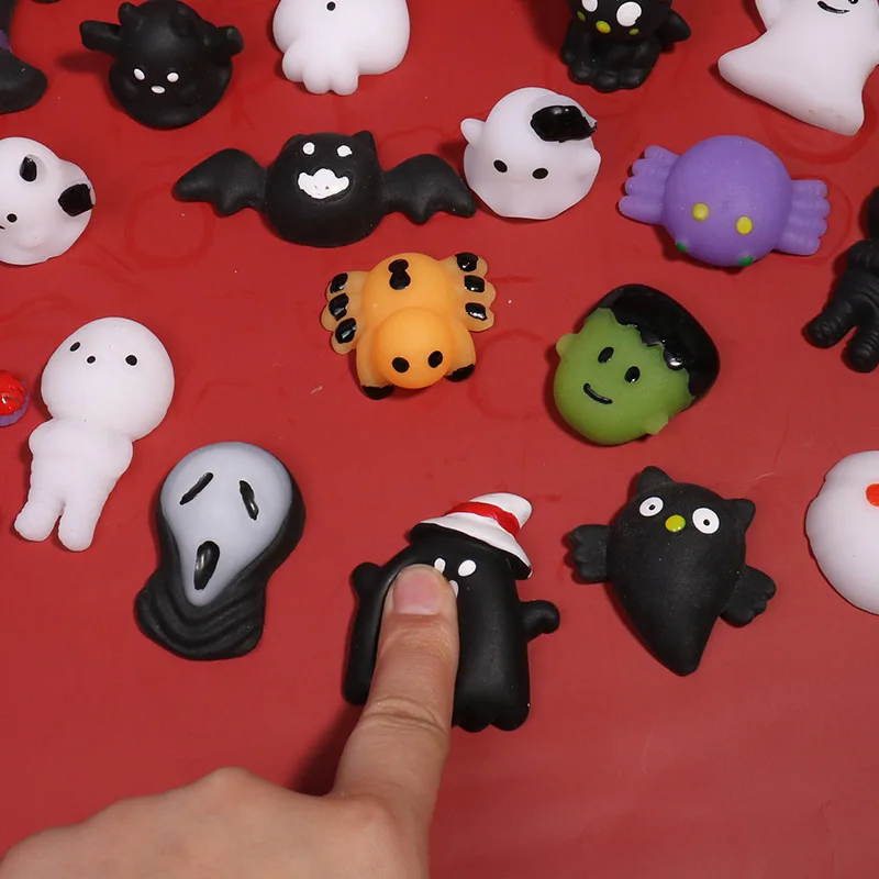 2022 Halloween Ghost Pumpkin Mochi Squishy Fidget Soft Toy, Halloween Spongy Squishy Glitter Mochi Fidget Toys