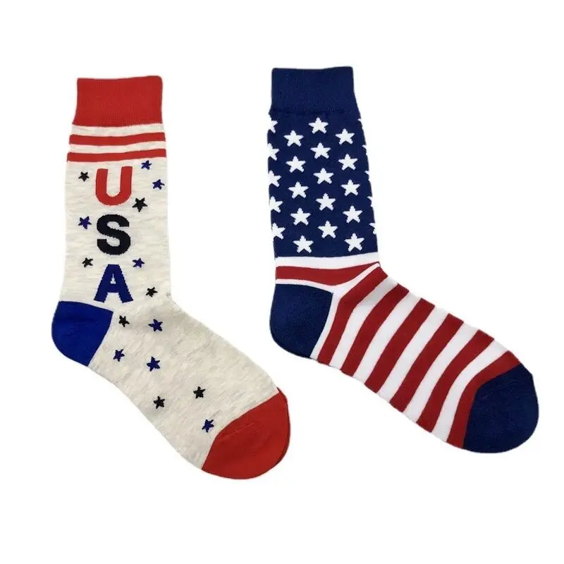 Custom Made Your Own Logo Socks Breathable Cotton Letter Sock Custom Logo Sox Customized USA Flag Design Logo