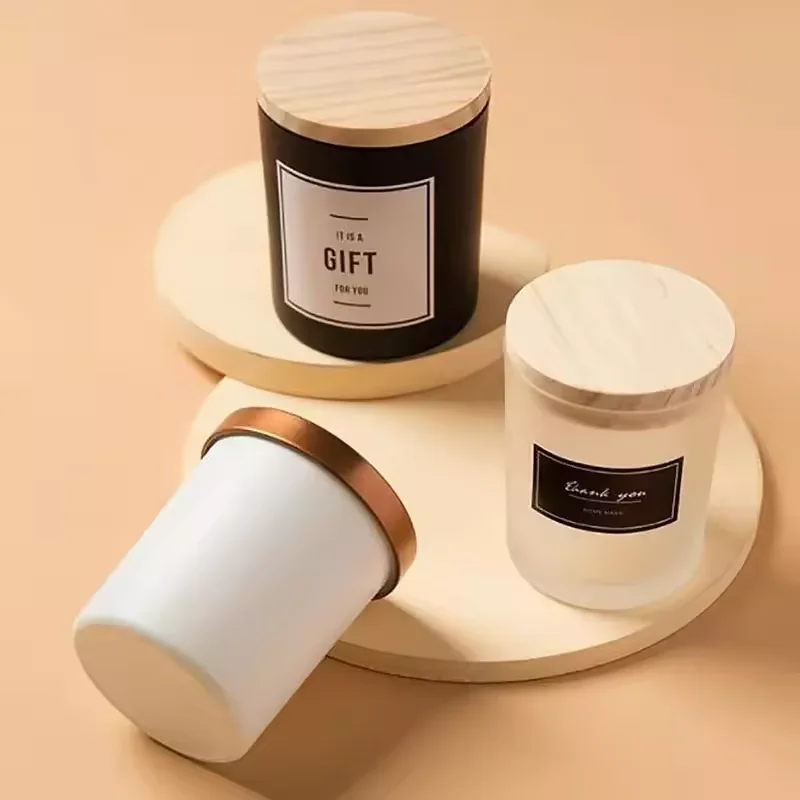 Clear Empty Glass Candle Jars for Making Candles Thick Glass Candle Jars with Bamboo Lids