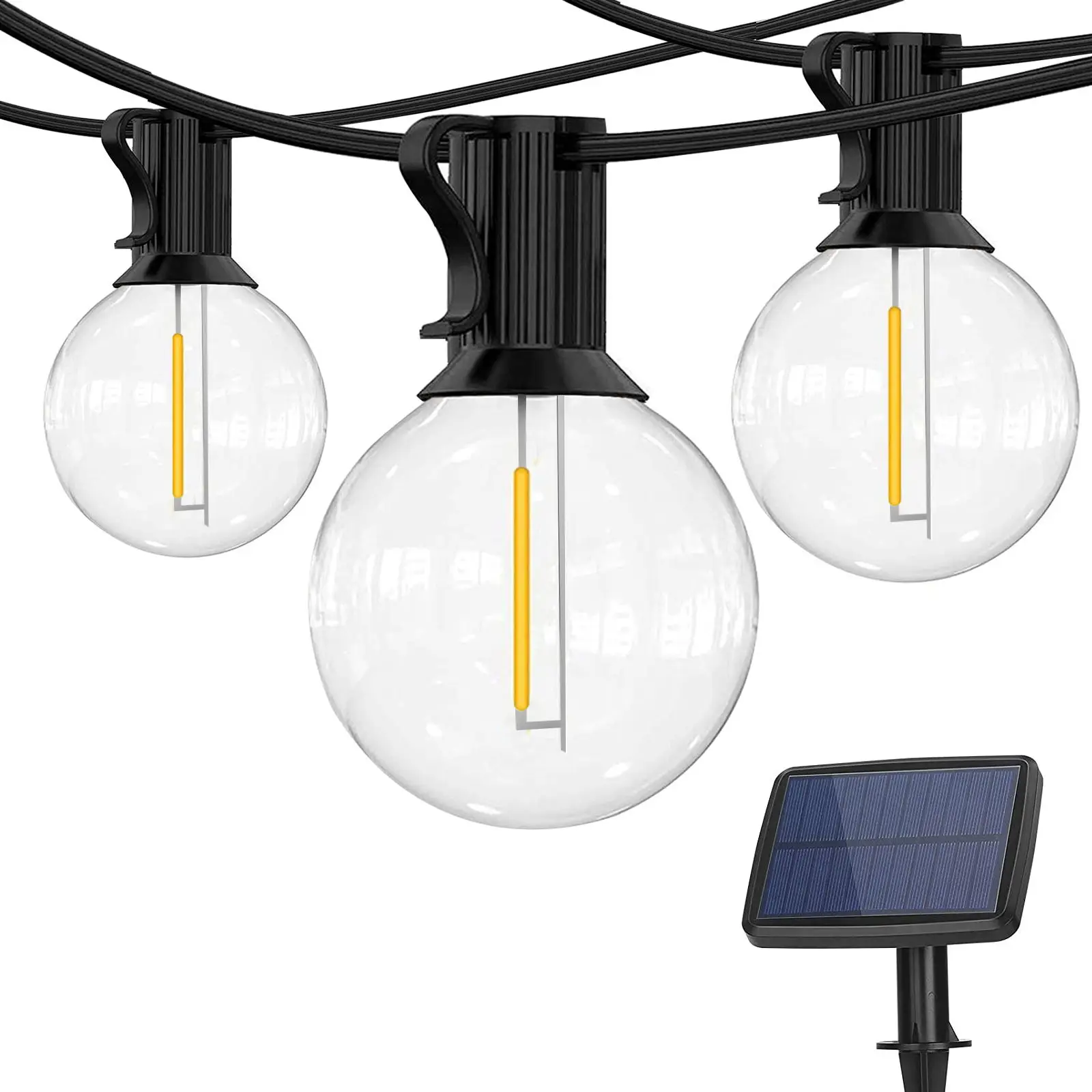 Holiday Decor 4 Modes 48 FT Christmas Decoration Waterproof String Light Solar Outdoor LED G40 With Hanging Sockets Fairy Light