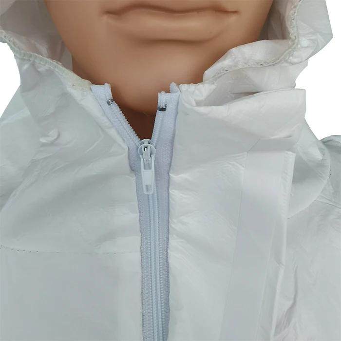 White Microporous disposable plastic waterproof coveralls painter coverall asbestos removal industry coverall