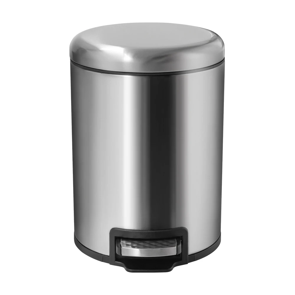 5L Bathroom Garbage Can Foot Pedal Stainless Steel Step Trash Bin for Bedroom Toilet, Kitchen, Waste Basket w