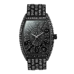 So Pretty High Quality Fully Diamond Face Waterproof Japan Movement Iced Out Bling Women Gold Quartz Watch For King