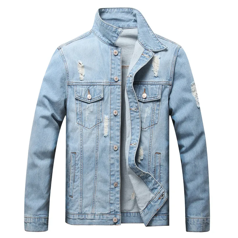 Wholesale Blank Mens Denim Jacket plus size men jackets Custom logo Denim Jackets for Men