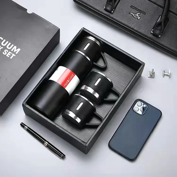 TY Custom logo luxury Corporate Business Gift box set drinkware set thermosstainless steel water bottle Vacuum flask with 2 cup