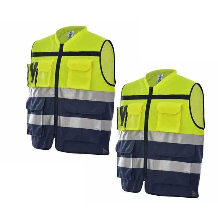 Jinda Traffic Safety Reflective Vest Emergency Safety Vest Vest With Pockets And Zipper