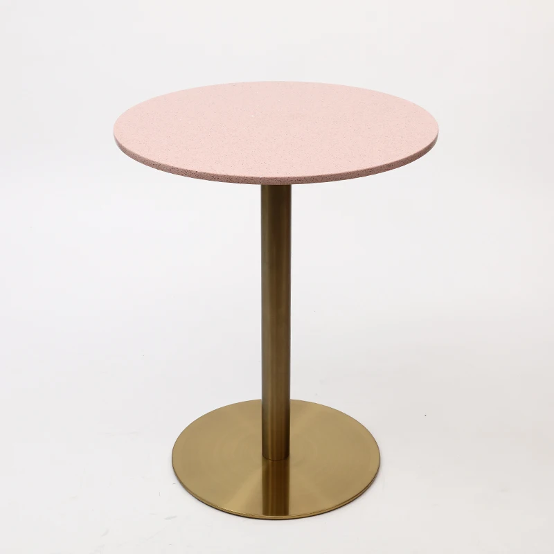 Hot sale  cafe restaurant terrazzo table top small round dining table with metal table frame design